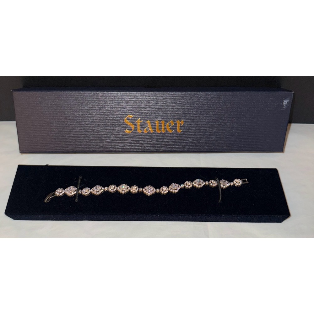 Stauer DiamondAura Sparkler Bracelet Womens 7 3/4 Inch Silver Tone CZ Jewelry